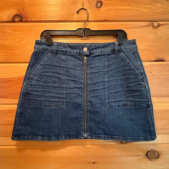 Madewell Blue Asymmetrical Skater Mini Skirt - Picture 2 of 15